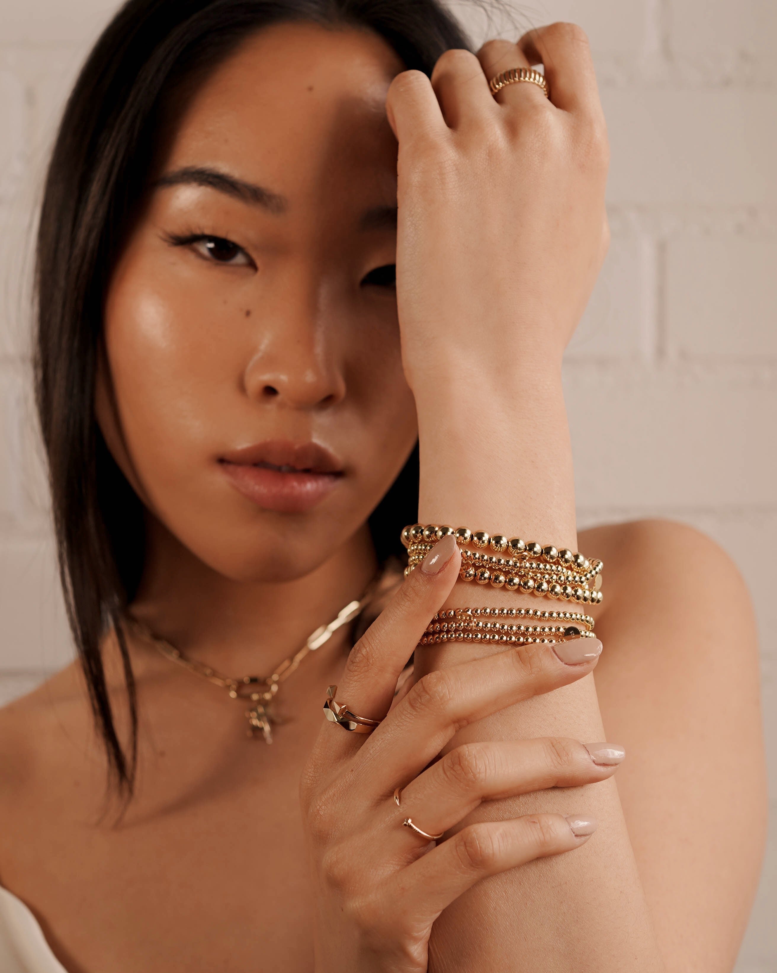 Zoe Lev 3mm & 5mm Bead Bracelet Stack