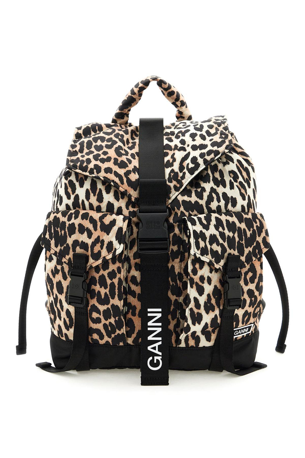 Ganni Leopard Print Nylon Backpack