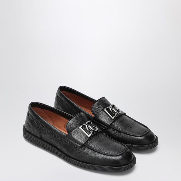 Dolce & Gabbana Black Leather Loafers With DG Logo