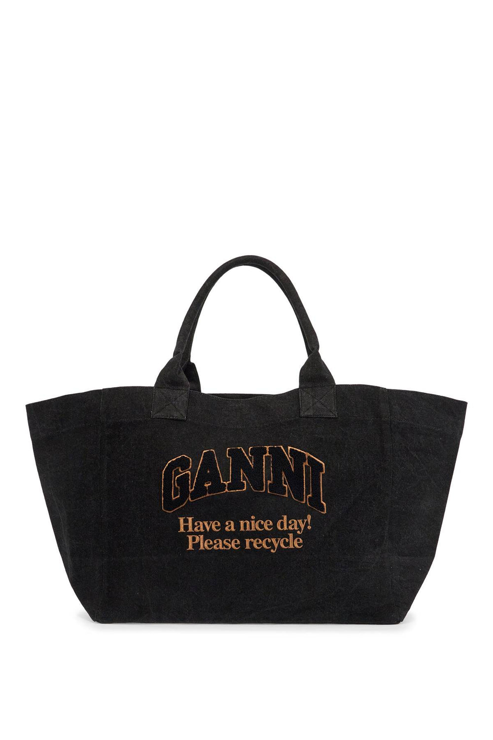 Ganni Denim Logo Tote Bag