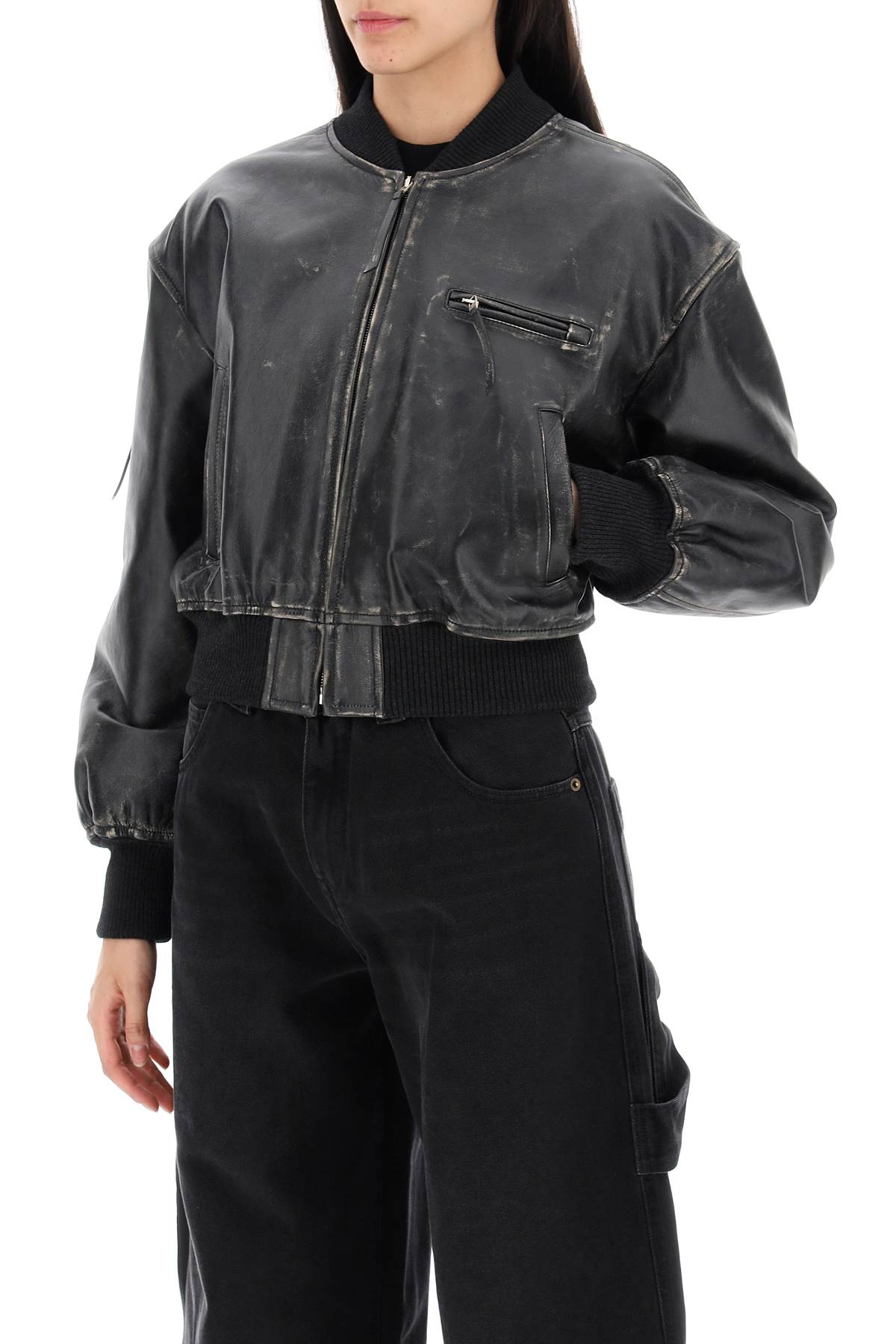 Acne Studios Aged Leather Bomber Jacket