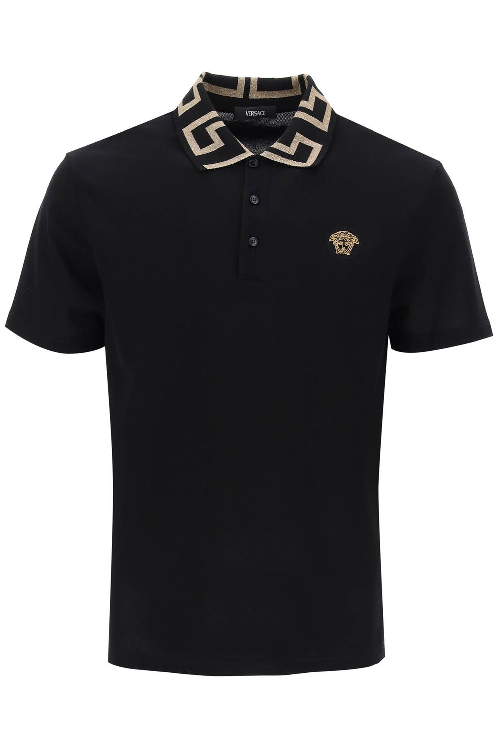 Versace Regular Fit Polo Shirt With Greca Collar