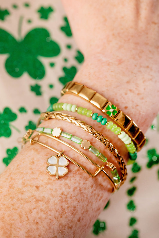 ALEX AND ANI Lucky Four-Leaf Clover Stretch Bracelet