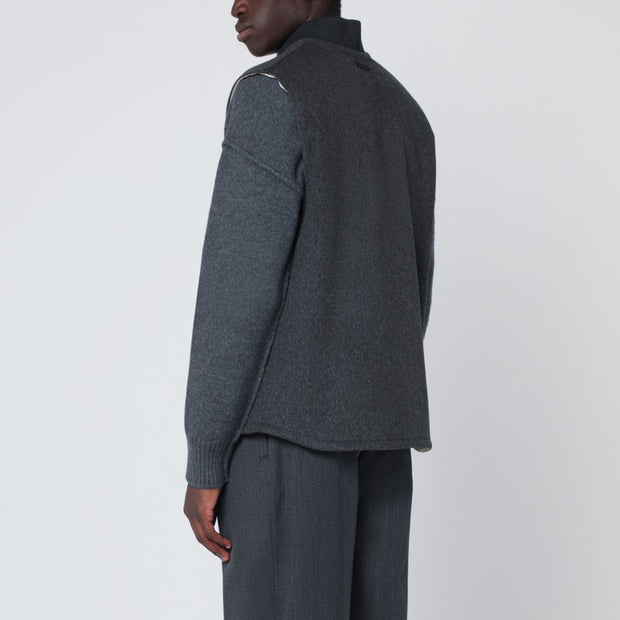 Lardini Grey Wool Zip Gilet