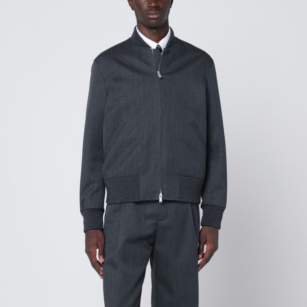 Lardini Grey Wool Zip Bomber