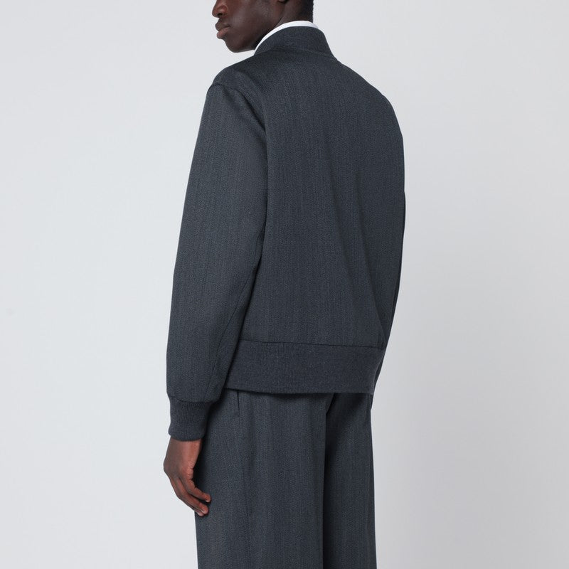 Lardini Grey Wool Zip Bomber