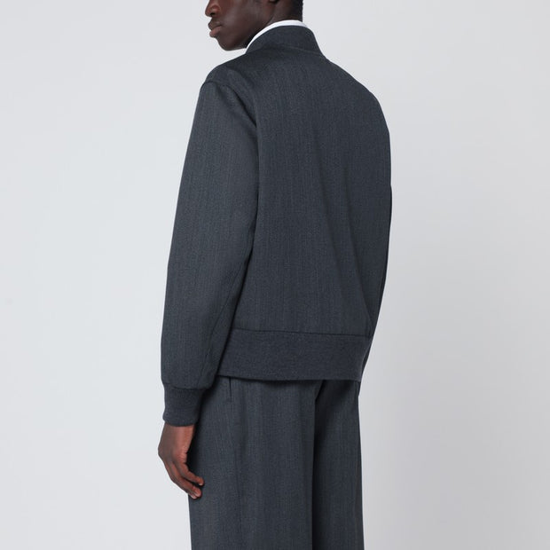 Lardini Grey Wool Zip Bomber