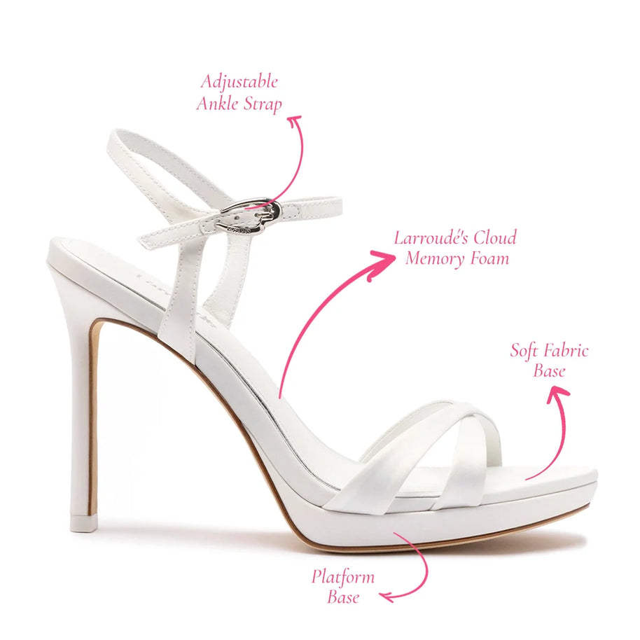 Larroude Angelina Sandal In White Satin