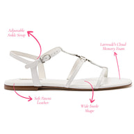 Larroude Hana Flat In White Patent Leather