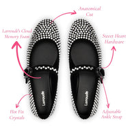 Larroude Verona Ballet Flat Crystal In Black Suede