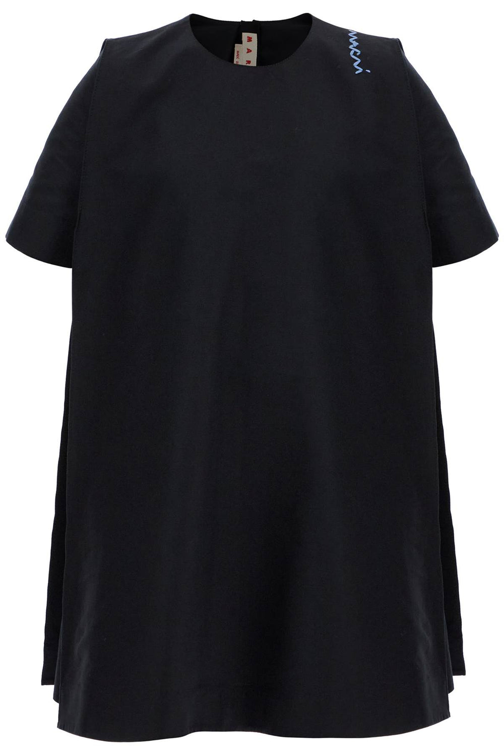 Marni Loose Dress With Wide Neckline Black Cotton Short Sleeve