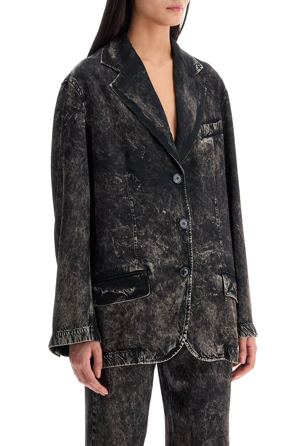 Acne Studios Viscose Trompe L'oeil Denim Print Blazer