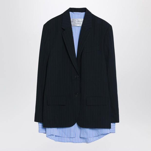 Acne Studios Navy Blue Single-breasted Jacket With Shirt Detail