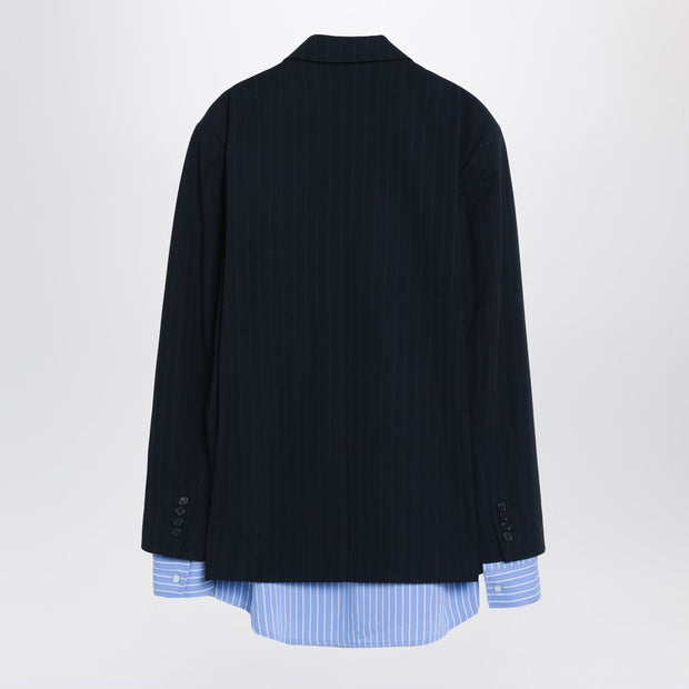 Acne Studios Navy Blue Single-breasted Jacket With Shirt Detail