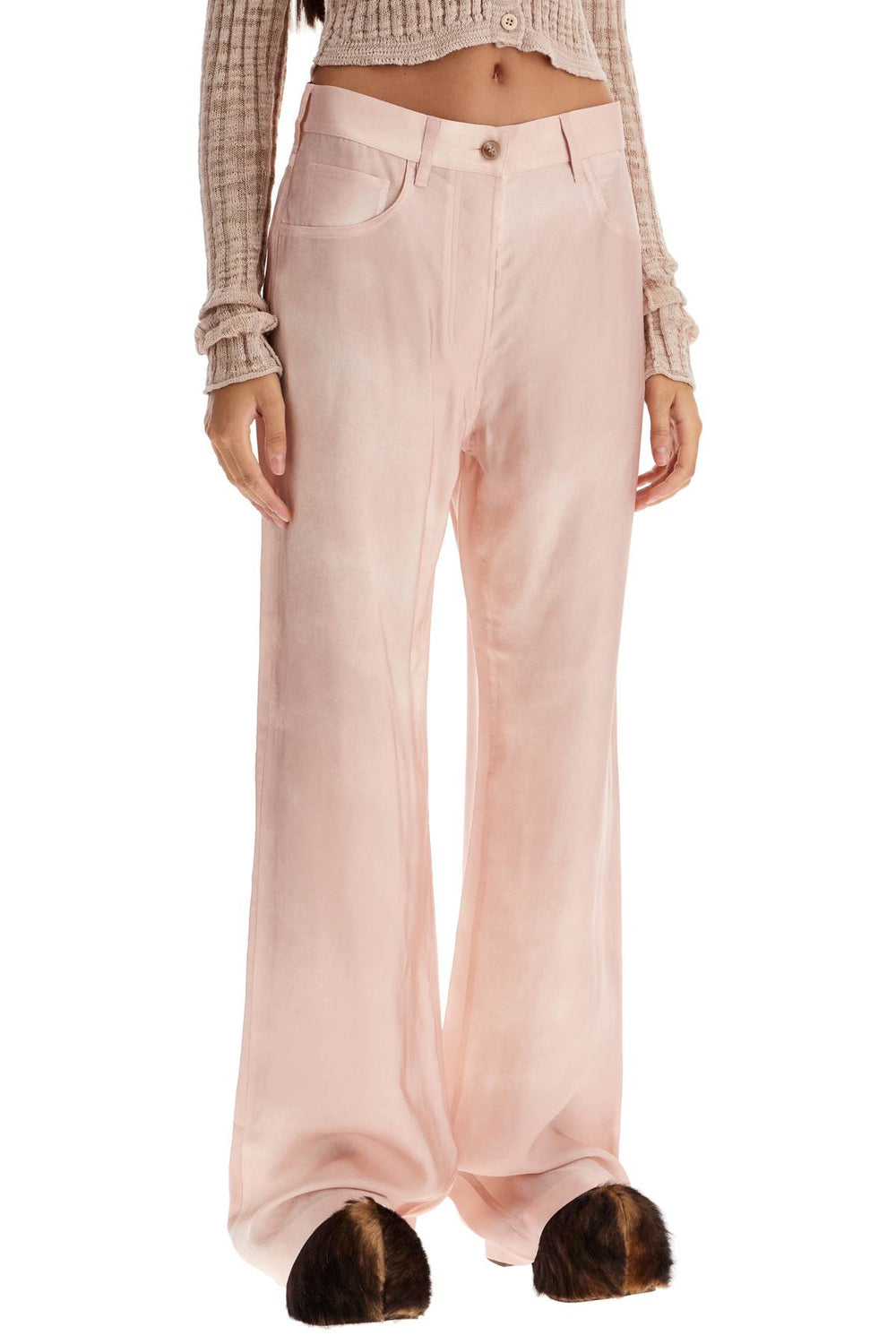 Acne Studios Silk Twill Wide Leg Pants