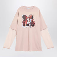 Acne Studios Pink Violet Layered T-shirt With Print