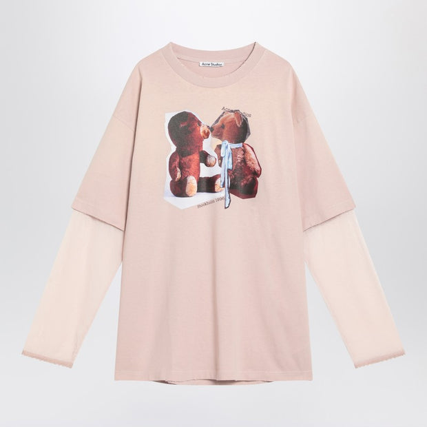 Acne Studios Pink Violet Layered T-shirt With Print