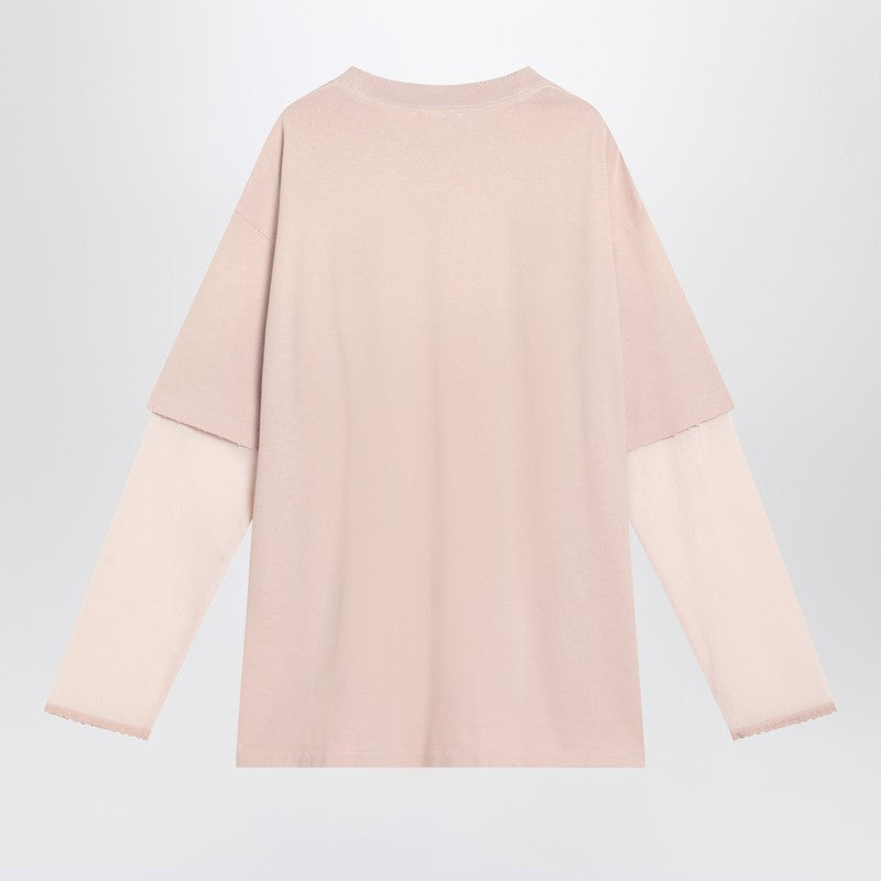 Acne Studios Pink Violet Layered T-shirt With Print