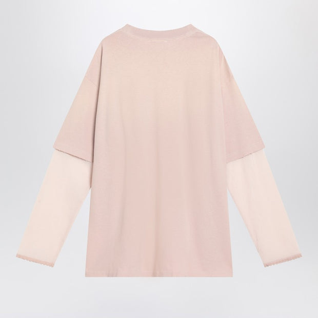 Acne Studios Pink Violet Layered T-shirt With Print