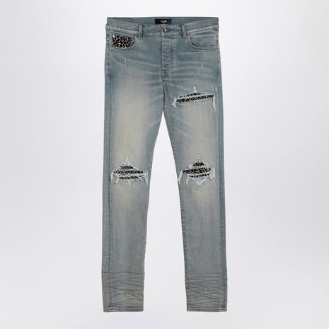 AMIRI Leopard Detail Jeans MX1 Antique Indigo