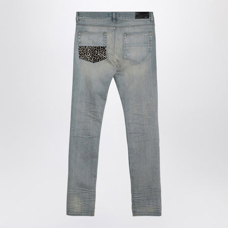 AMIRI Leopard Detail Jeans MX1 Antique Indigo