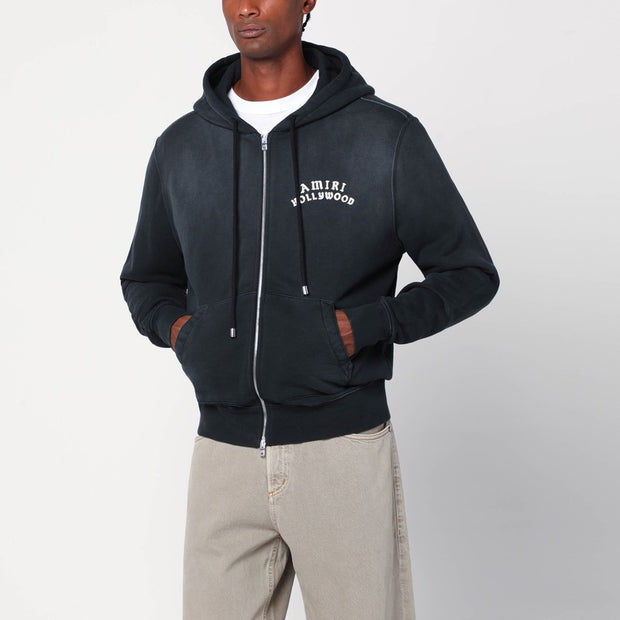 AMIRI Faded Black Zip Sweatshirt With Logo