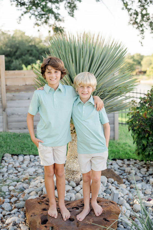 Will Boys' Performance Polo by LH Sport - Green Stripes