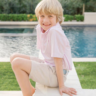 Will Boys' Performance Polo by LH Sport - Pink Stripes