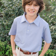 Will Boys' Performance Polo by LH Sport - Blue Stripes