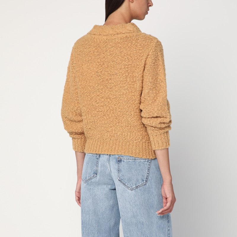 ISABEL MARANT Caramel-coloured Romane Sweater With Cable Knit