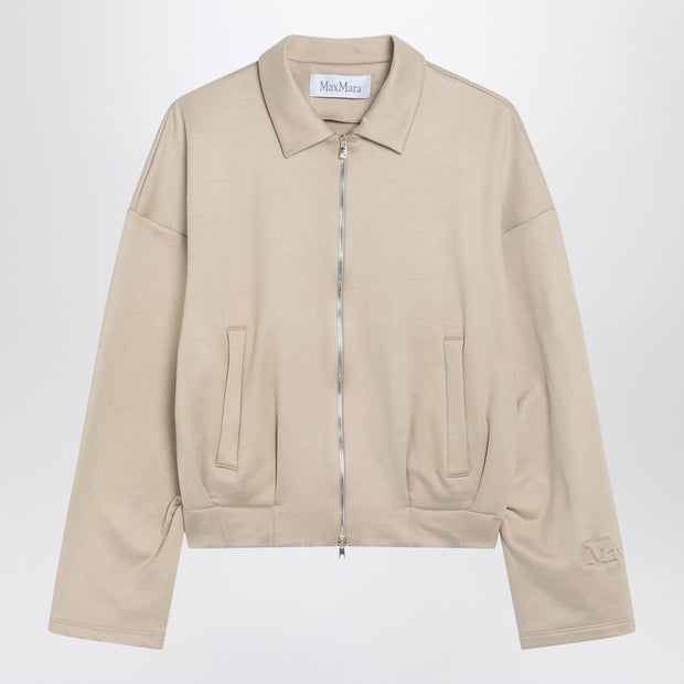 Max Mara Beige Cropped Sweatshirt In Silk Blend