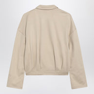 Max Mara Beige Cropped Sweatshirt In Silk Blend