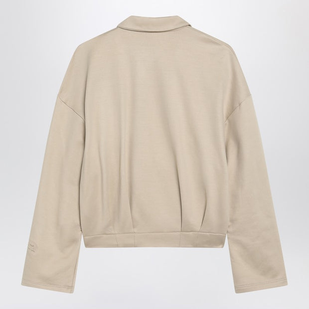 Max Mara Beige Cropped Sweatshirt In Silk Blend
