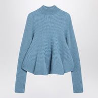 Sportmax Baby-doll Blue Knit Top In Wool