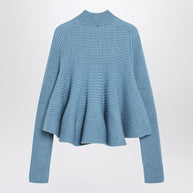 Sportmax Baby-doll Blue Knit Top In Wool
