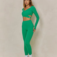 Astoria BALANCE Crossover Sleeve Crop - Palm Green