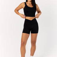 Astoria LIVE LUXE Crossed Sports Crop - Black