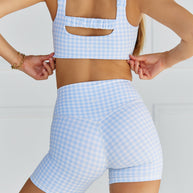 Astoria LUXE BALANCE Ruched Sports Crop - Blue Gingham