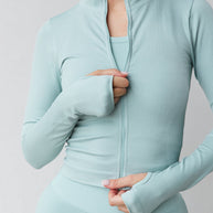 Astoria CONTOUR Ribbed Seamless Zip Up - Seafoam
