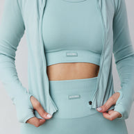 Astoria CONTOUR Ribbed Seamless Zip Up - Seafoam