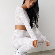 Astoria LUXE BALANCE Full Length Legging - Beige Gingham