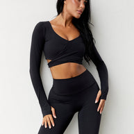 Astoria BALANCE Crossover Sleeve Crop - Black