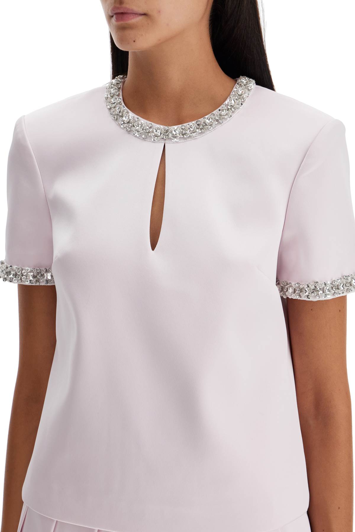 Self-Portrait Self Portrait Satin Top With Crystals Embellishments