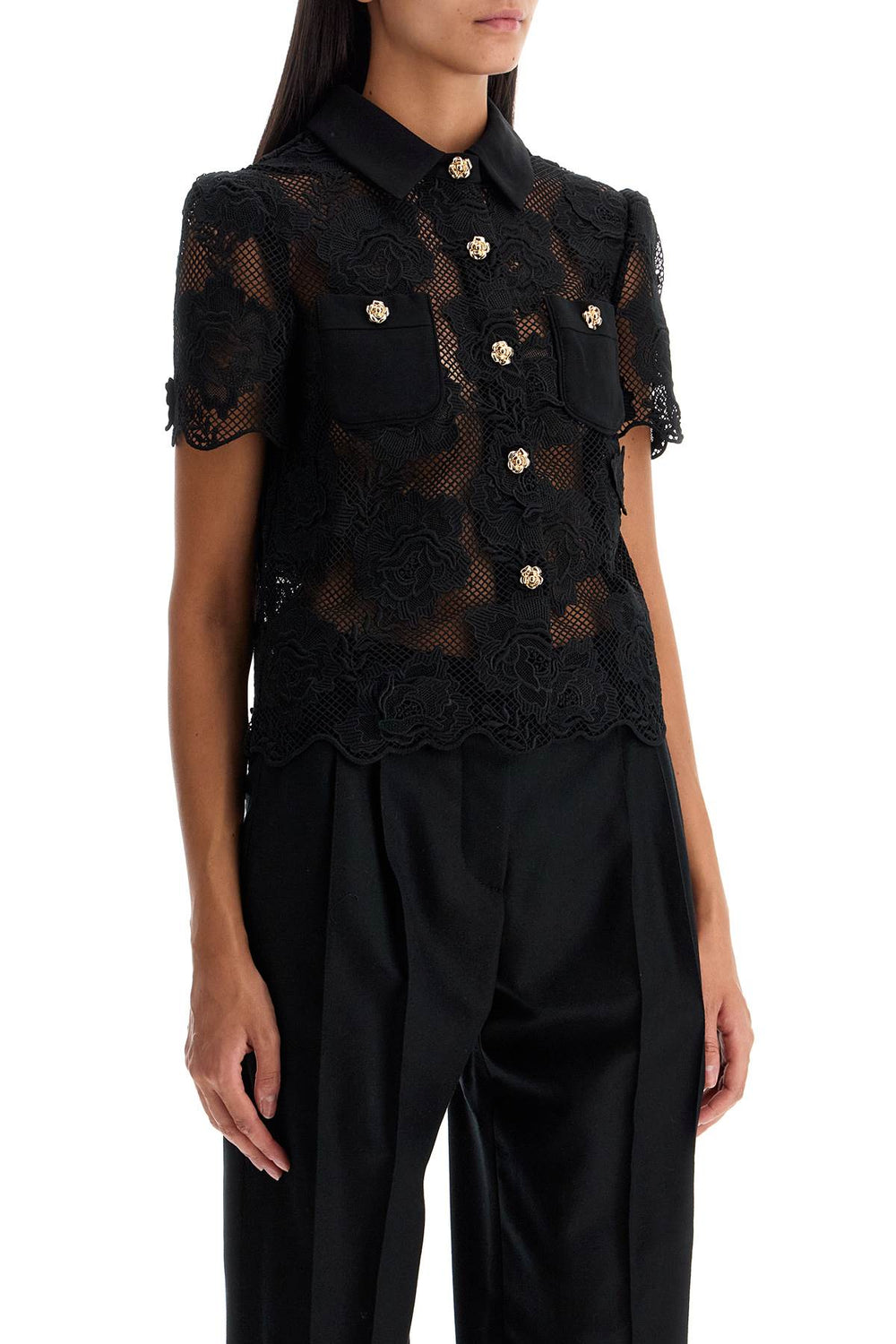 Self-Portrait Lace Top With Buttons