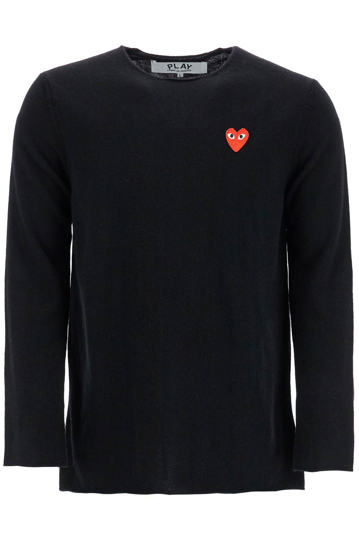 Comme Des Garcons Play Black Wool Sweater With Red Heart Logo