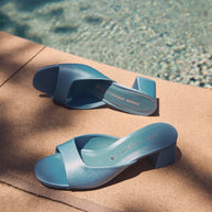 Chloe Gosselin By Larroudé Anah Mule In Blue Satin