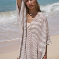The Handloom Ava Kimono - Burgundy Stripes