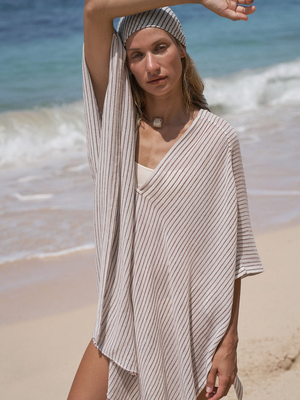 The Handloom Ava Kimono - Burgundy Stripes