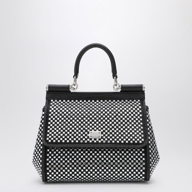 Dolce & Gabbana Dolce&Gabbana Black Sicily Medium Handbag With Crystals