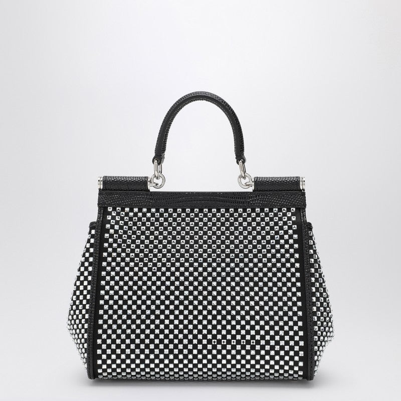 Dolce & Gabbana Dolce&Gabbana Black Sicily Medium Handbag With Crystals